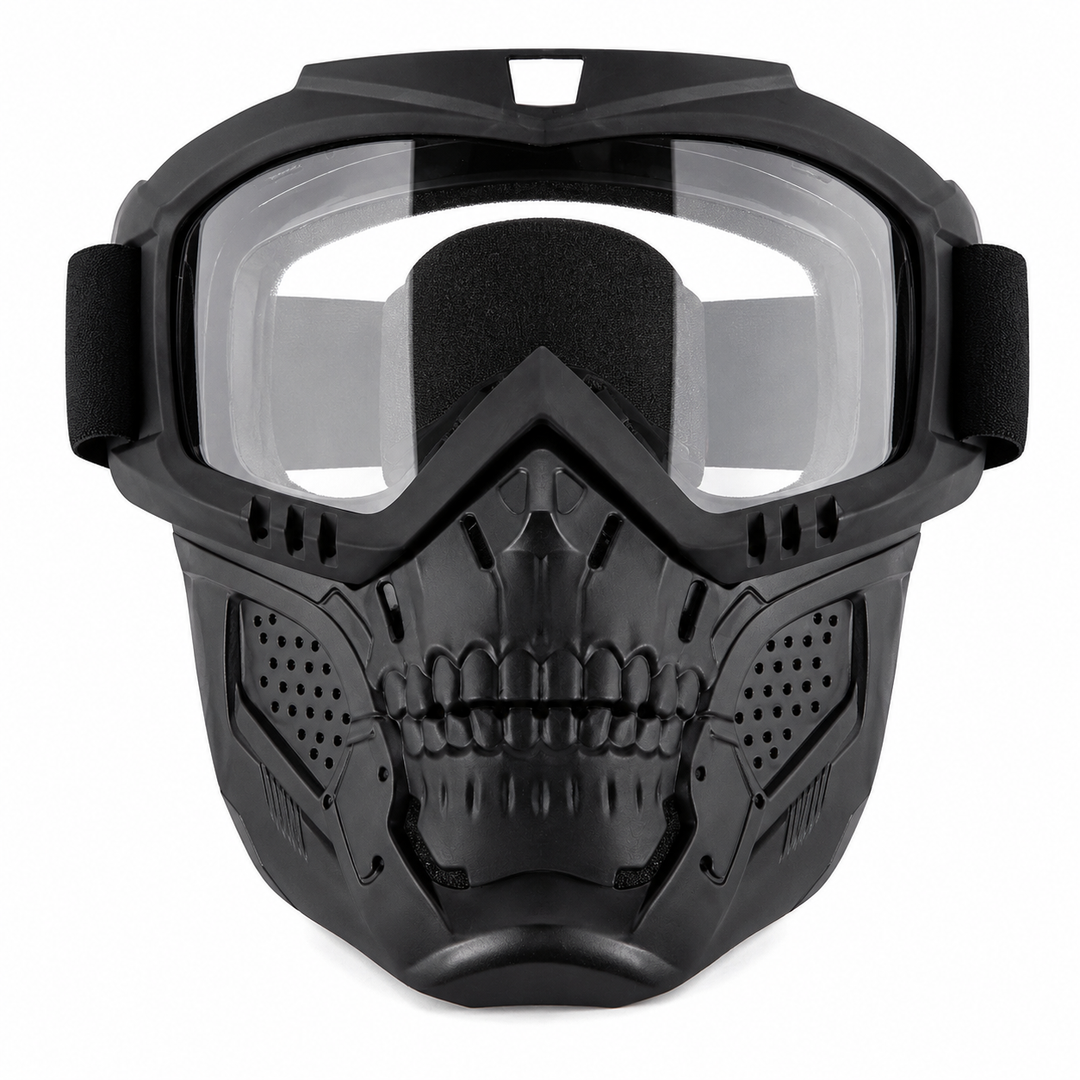 Premium Motorcycle Mask Goggles Skull Face Mask Breathable Wind Dust Cover Adjustable Strap Helmet Compatible Outdoor Riding Goggles Multicolor Lens