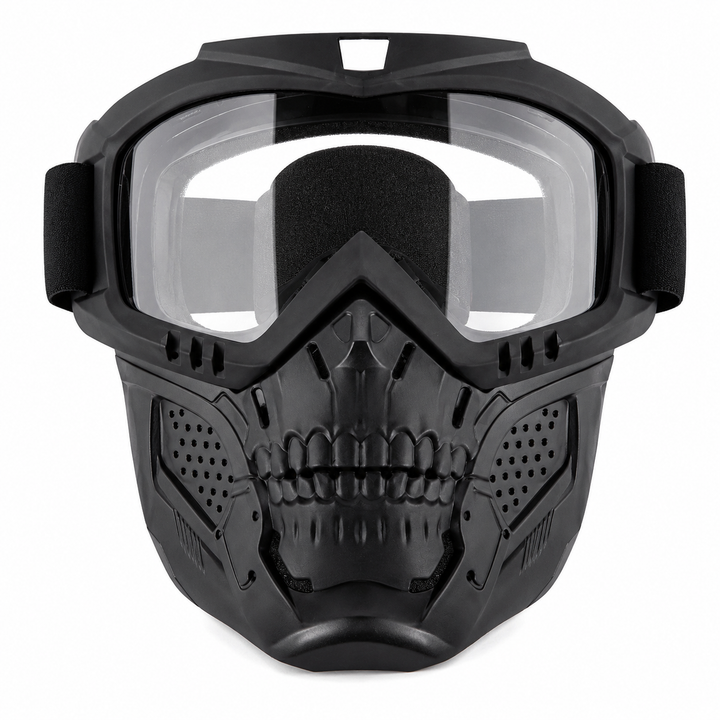 Premium Motorcycle Mask Goggles Skull Face Mask Breathable Wind Dust Cover Adjustable Strap Helmet Compatible Outdoor Riding Goggles Multicolor Lens