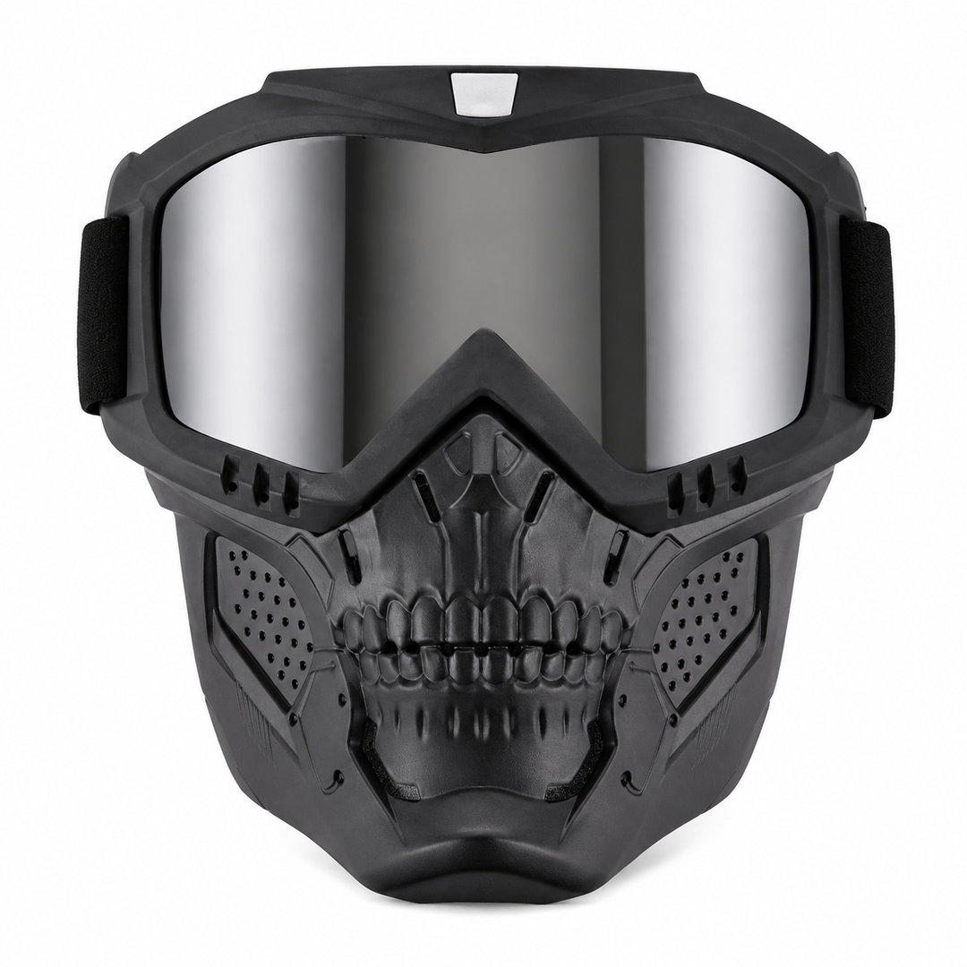 Premium Motorcycle Mask Goggles Skull Face Mask Breathable Wind Dust Cover Adjustable Strap Helmet Compatible Outdoor Riding Goggles Multicolor Lens