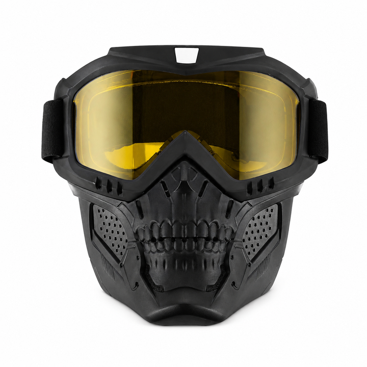Premium Motorcycle Skull Mouth Mask Tactical Riding Goggles UV Protection Windproof Dustproof Anti-Glare Ski Cycling Mountaineering Mask with Adjustable Strap