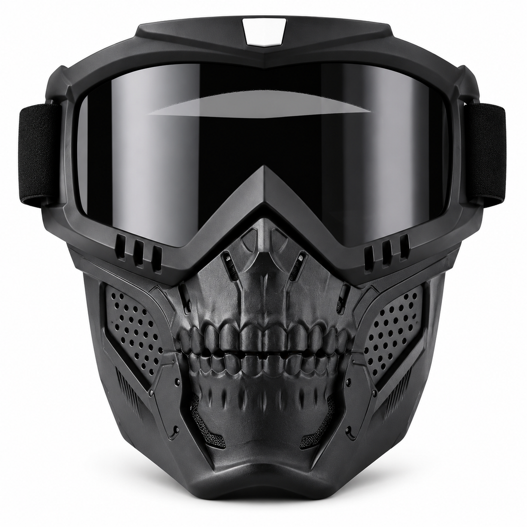 Premium Motorcycle Skull Mouth Mask Tactical Riding Goggles UV Protection Windproof Dustproof Anti-Glare Ski Cycling Mountaineering Mask with Adjustable Strap