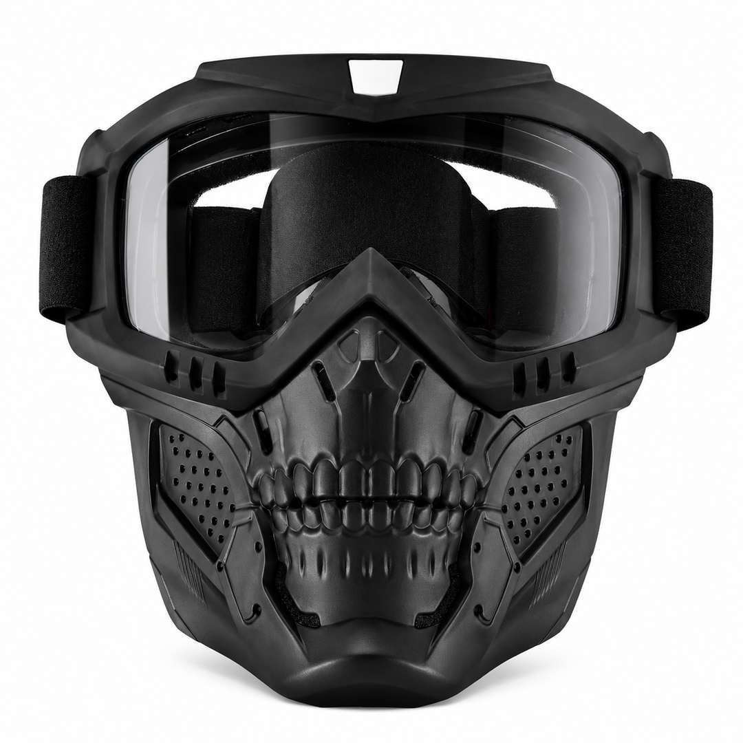 Premium Motorcycle Skull Mouth Mask Tactical Riding Goggles UV Protection Windproof Dustproof Anti-Glare Ski Cycling Mountaineering Mask with Adjustable Strap