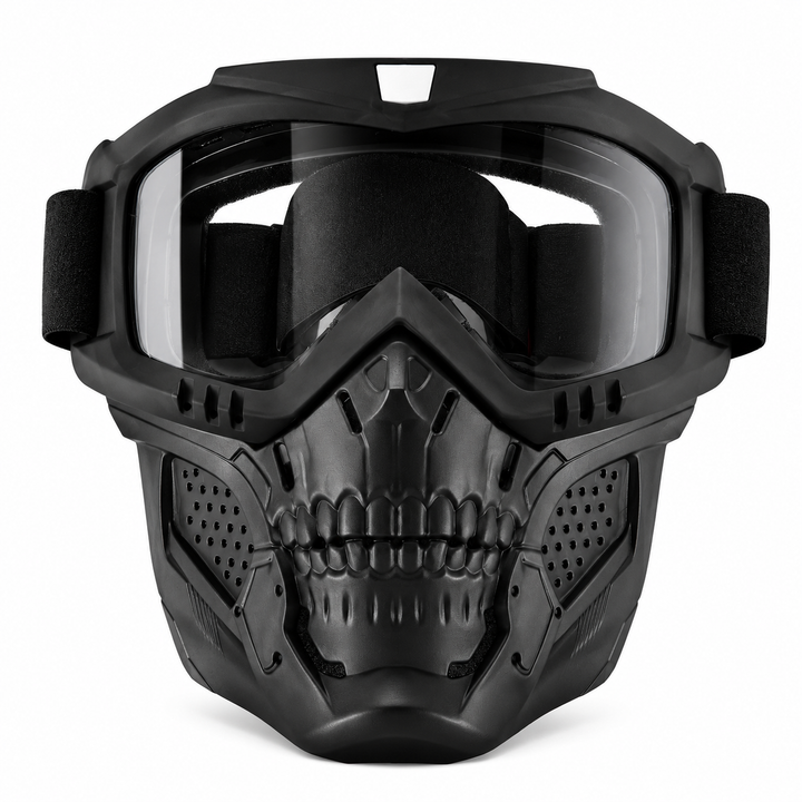 Premium Motorcycle Skull Mouth Mask Tactical Riding Goggles UV Protection Windproof Dustproof Anti-Glare Ski Cycling Mountaineering Mask with Adjustable Strap