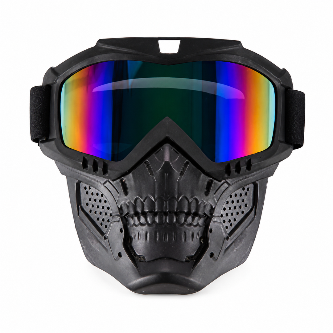 Premium Motorcycle Skull Mouth Mask Tactical Riding Goggles UV Protection Windproof Dustproof Anti-Glare Ski Cycling Mountaineering Mask with Adjustable Strap