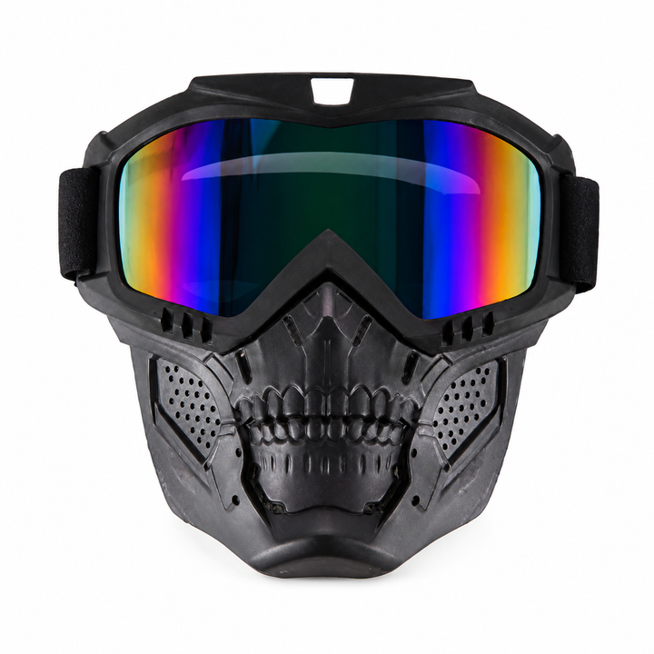 Premium Motorcycle Skull Mouth Mask Tactical Riding Goggles UV Protection Windproof Dustproof Anti-Glare Ski Cycling Mountaineering Mask with Adjustable Strap