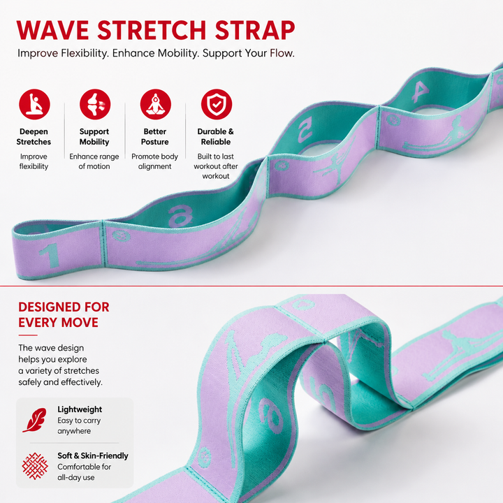 Premium Multi Grid Resistance Band Yoga Pilates Stretching Strap Adjustable Elastic Training Belt 8/9 Grid Mobility Flexibility Fitness Band