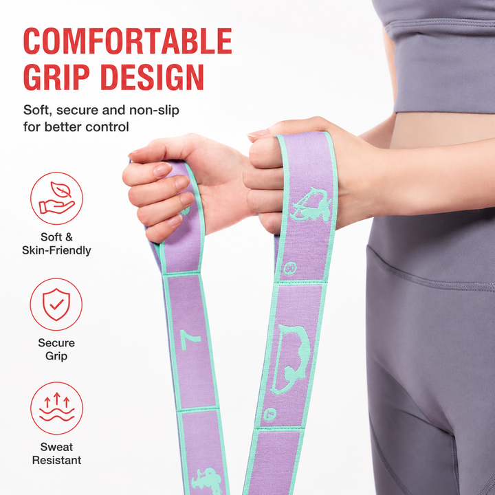 Premium Multi Grid Resistance Band Yoga Pilates Stretching Strap Adjustable Elastic Training Belt 8/9 Grid Mobility Flexibility Fitness Band