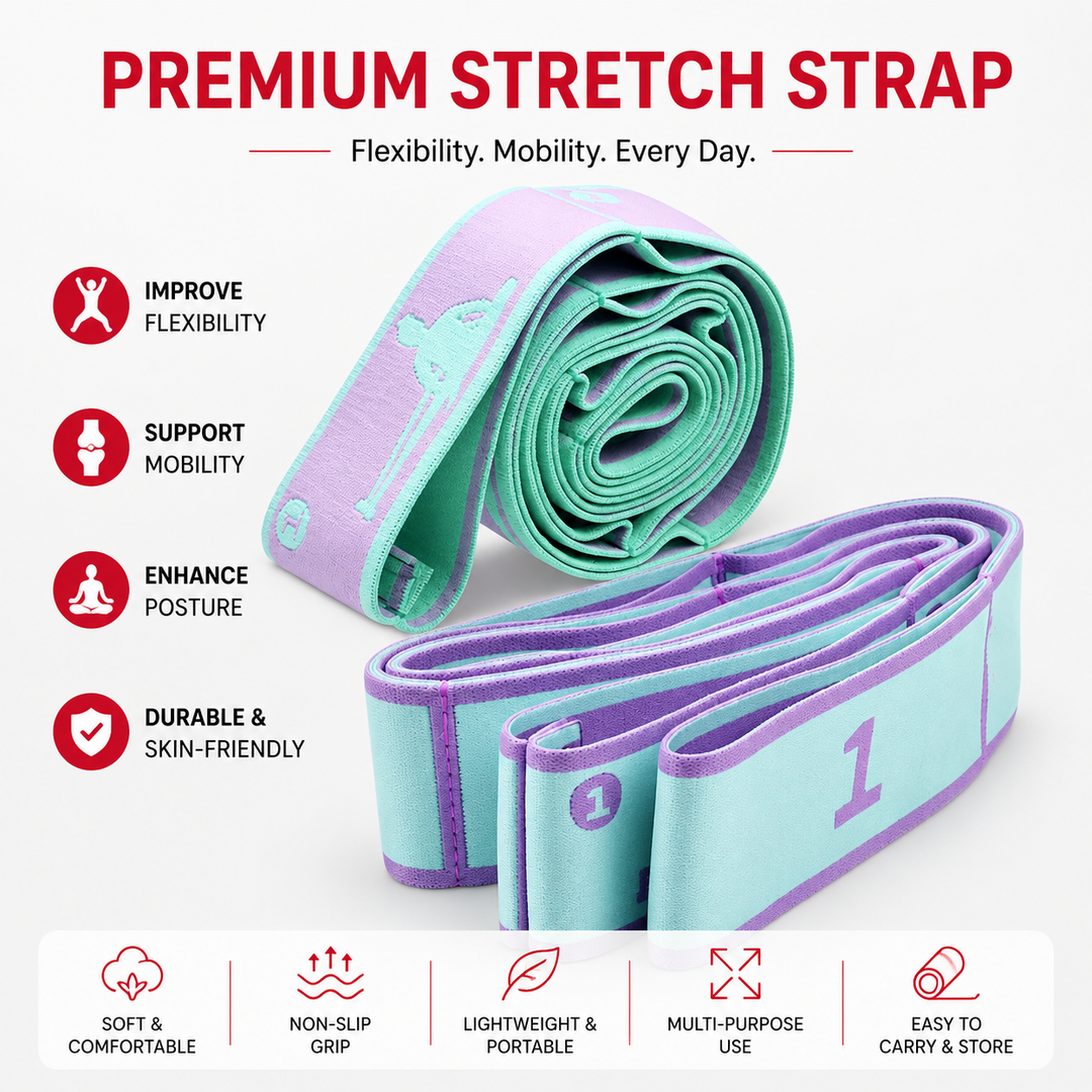 Premium Multi Grid Resistance Band Yoga Pilates Stretching Strap Adjustable Elastic Training Belt 8/9 Grid Mobility Flexibility Fitness Band