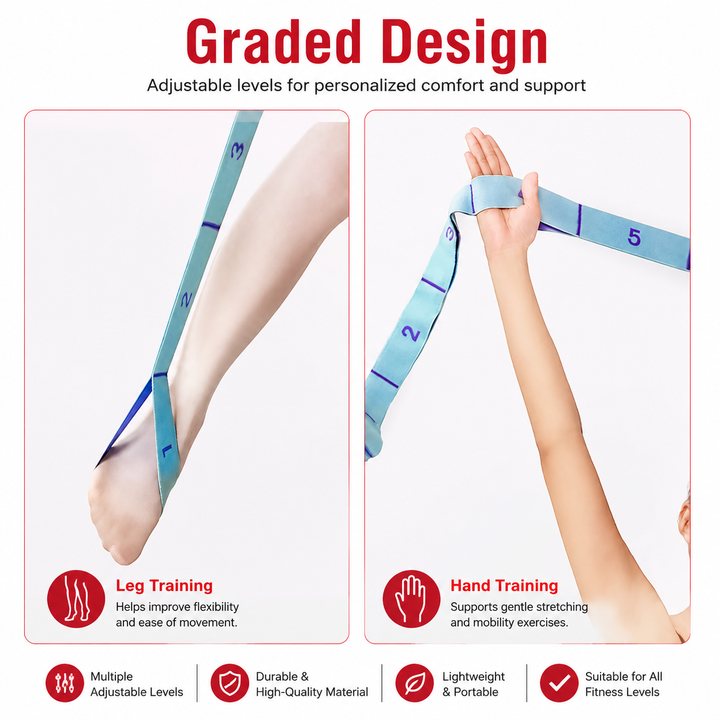 Premium Multi Grid Resistance Band Yoga Pilates Stretching Strap Adjustable Elastic Training Belt 8/9 Grid Mobility Flexibility Fitness Band