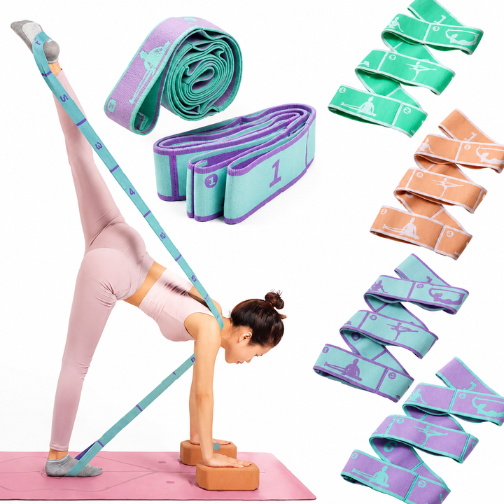 Premium Multi Grid Resistance Band Yoga Pilates Stretching Strap Adjustable Elastic Training Belt 8/9 Grid Mobility Flexibility Fitness Band