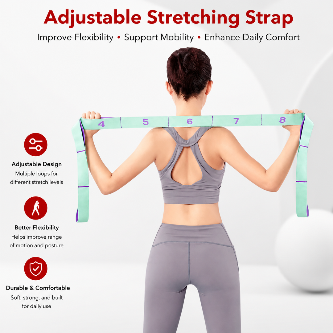 Premium Multi Grid Resistance Band Yoga Pilates Stretching Strap Adjustable Elastic Training Belt 8/9 Grid Mobility Flexibility Fitness Band