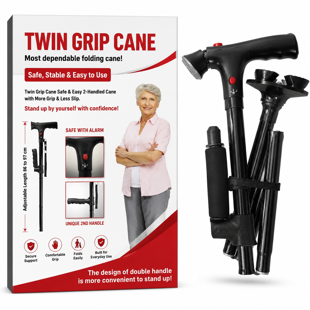 Premium Multifunctional Walking Stick Telescopic Folding Hiking Cane Lightweight Aluminum Adjustable Height Non Slip Rubber Base Travel Cane Seniors