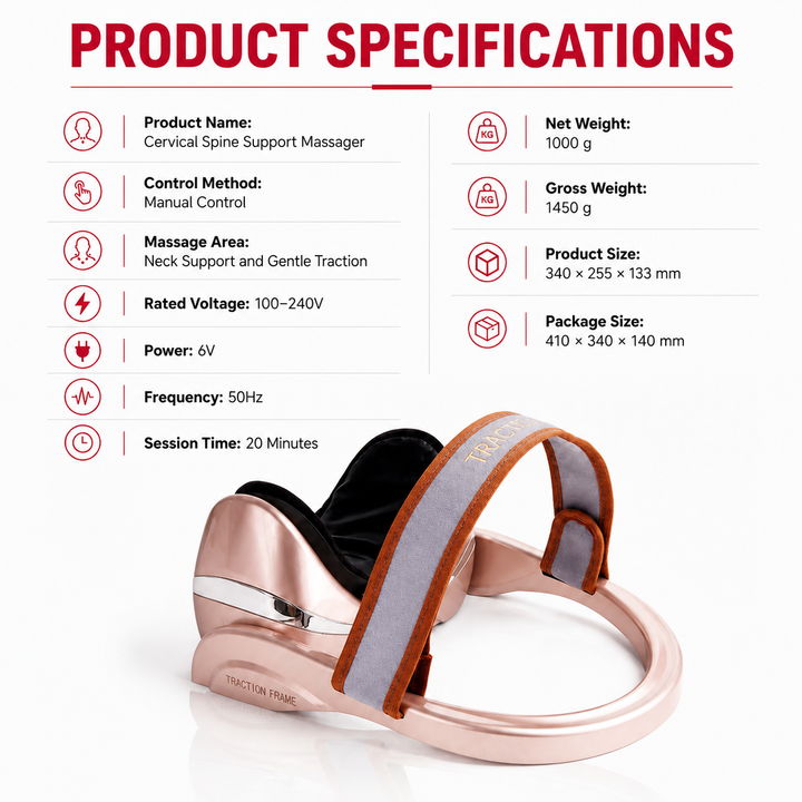 Premium Neck Massage Pillow with Heat and Vibration Cervical Traction Device 7 Modes 3D Airbag Massage Adjustable Heating Neck Shoulder Relaxation Pain Relief Support Pillow