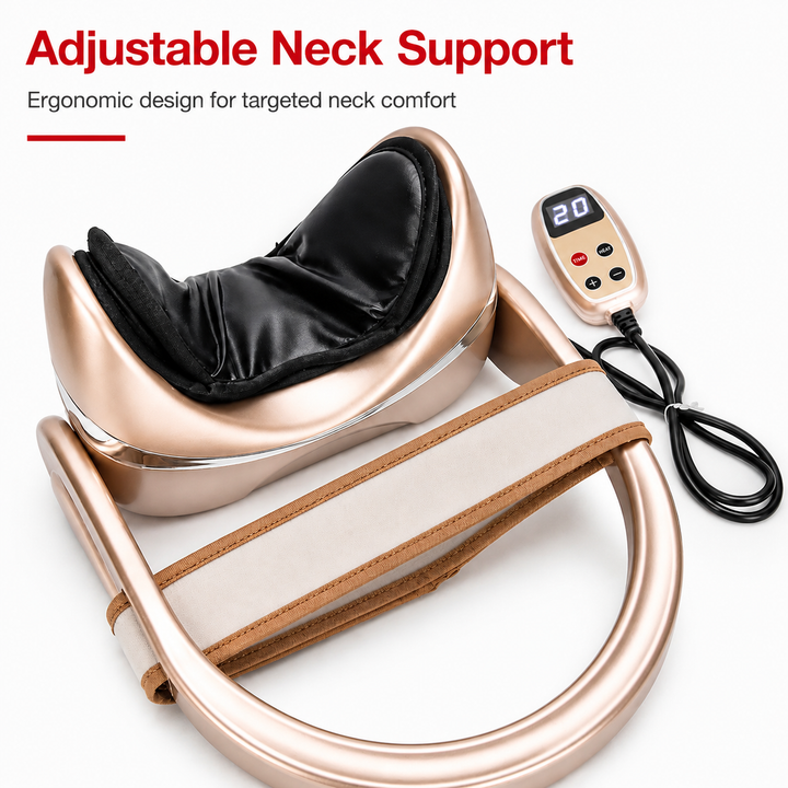 Premium Neck Massage Pillow with Heat and Vibration Cervical Traction Device 7 Modes 3D Airbag Massage Adjustable Heating Neck Shoulder Relaxation Pain Relief Support Pillow
