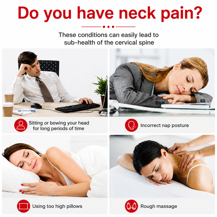Premium Neck Massage Pillow with Heat and Vibration Cervical Traction Device 7 Modes 3D Airbag Massage Adjustable Heating Neck Shoulder Relaxation Pain Relief Support Pillow