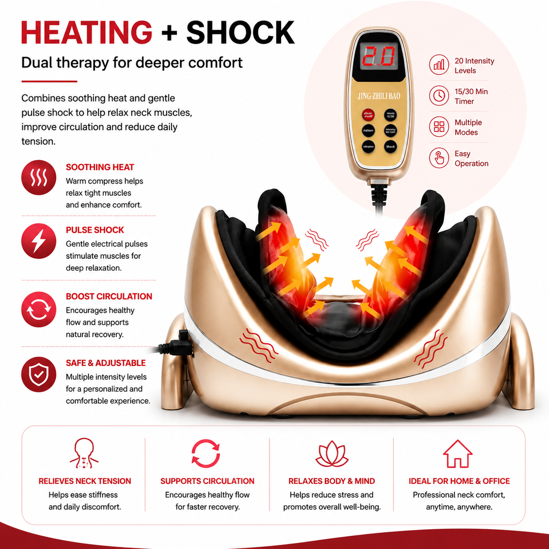 Premium Neck Massage Pillow with Heat and Vibration Cervical Traction Device 7 Modes 3D Airbag Massage Adjustable Heating Neck Shoulder Relaxation Pain Relief Support Pillow