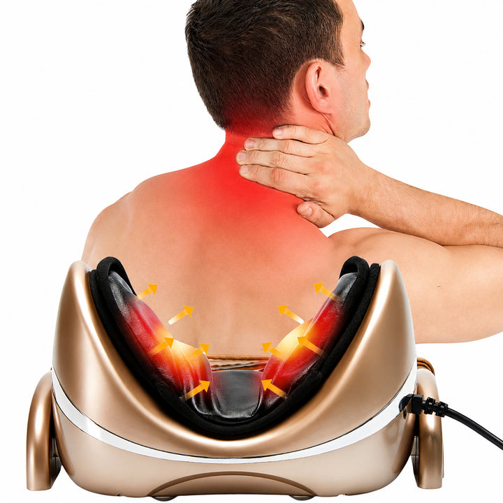 Premium Neck Massage Pillow with Heat and Vibration Cervical Traction Device 7 Modes 3D Airbag Massage Adjustable Heating Neck Shoulder Relaxation Pain Relief Support Pillow