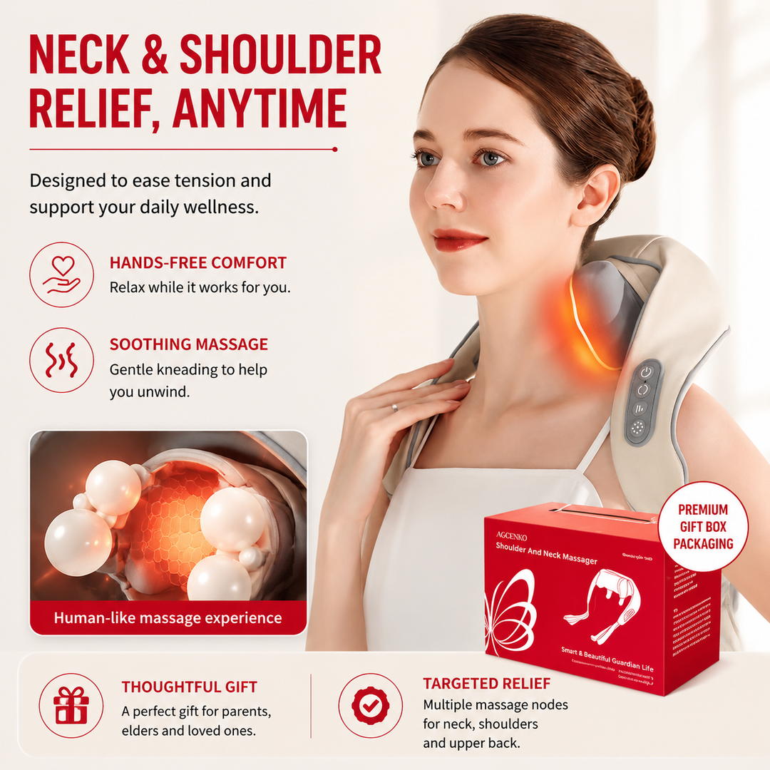 Premium Neck Shoulder Massager Shawl with Heat Shiatsu Deep Kneading Electric Rechargeable Wireless Back Neck Upper Body Pain Relief Relaxation Home Travel Use