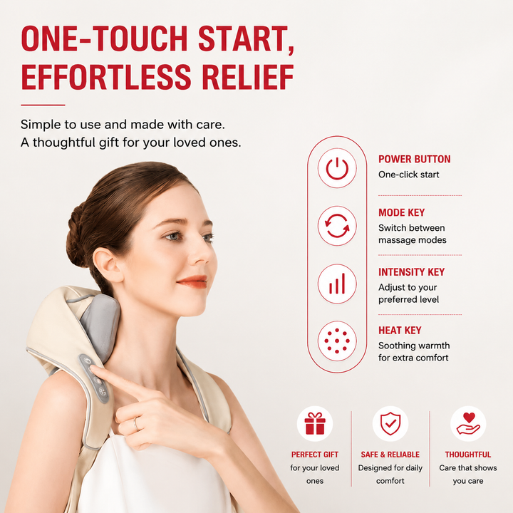 Premium Neck Shoulder Massager Shawl with Heat Shiatsu Deep Kneading Electric Rechargeable Wireless Back Neck Upper Body Pain Relief Relaxation Home Travel Use