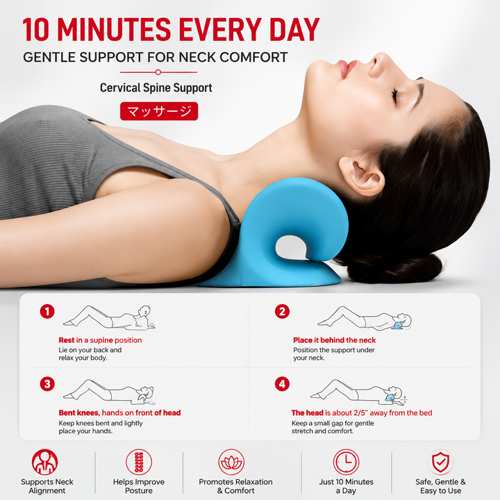 Premium Neck Shoulder Stretcher Relaxer Cervical Traction Support Pillow Ergonomic Neck Massager Spine Alignment Pain Relief Massage Pillow