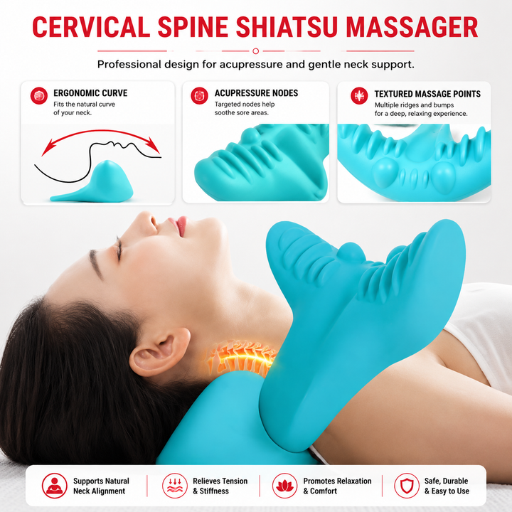 Premium Neck Shoulder Stretcher Relaxer Cervical Traction Support Pillow Ergonomic Neck Massager Spine Alignment Pain Relief Massage Pillow