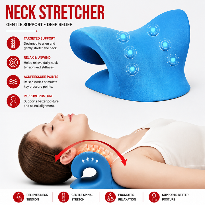 Premium Neck Shoulder Stretcher Relaxer Cervical Traction Support Pillow Ergonomic Neck Massager Spine Alignment Pain Relief Massage Pillow