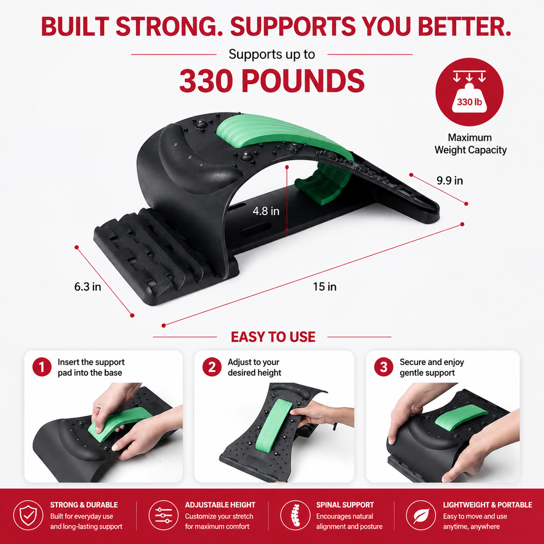 Premium Neck Stretcher Adjustable 4 Level Cervical Support Back Stretcher Ergonomic Design Portable Neck &amp; Upper Back Support Work Travel Daily Use Comfort Device