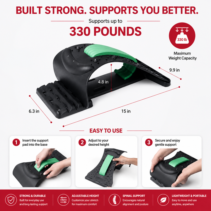 Premium Neck Stretcher Adjustable 4 Level Cervical Support Back Stretcher Ergonomic Design Portable Neck &amp; Upper Back Support Work Travel Daily Use Comfort Device