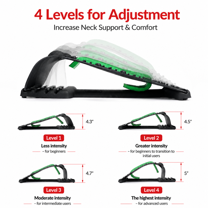Premium Neck Stretcher Adjustable 4 Level Cervical Support Back Stretcher Ergonomic Design Portable Neck &amp; Upper Back Support Work Travel Daily Use Comfort Device