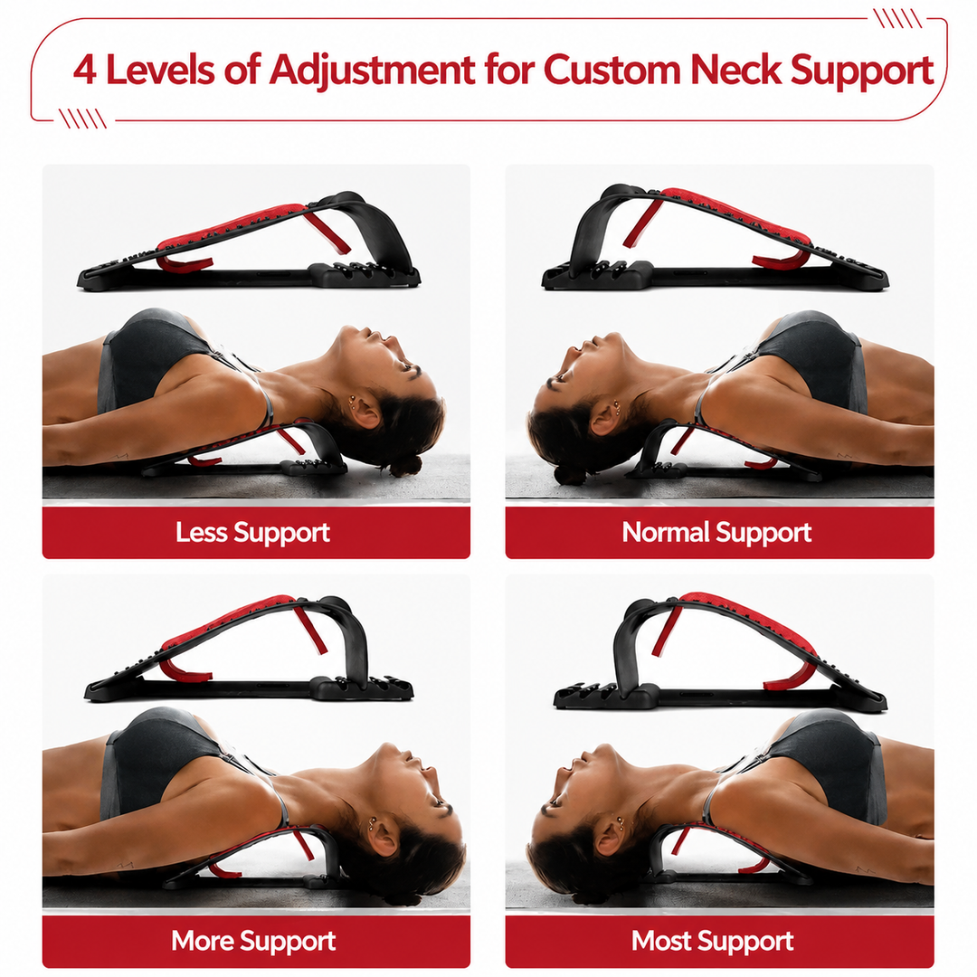Premium Neck Stretcher Adjustable 4 Level Cervical Support Back Stretcher Ergonomic Design Portable Neck &amp; Upper Back Support Work Travel Daily Use Comfort Device
