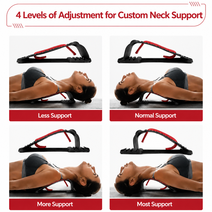 Premium Neck Stretcher Adjustable 4 Level Cervical Support Back Stretcher Ergonomic Design Portable Neck &amp; Upper Back Support Work Travel Daily Use Comfort Device