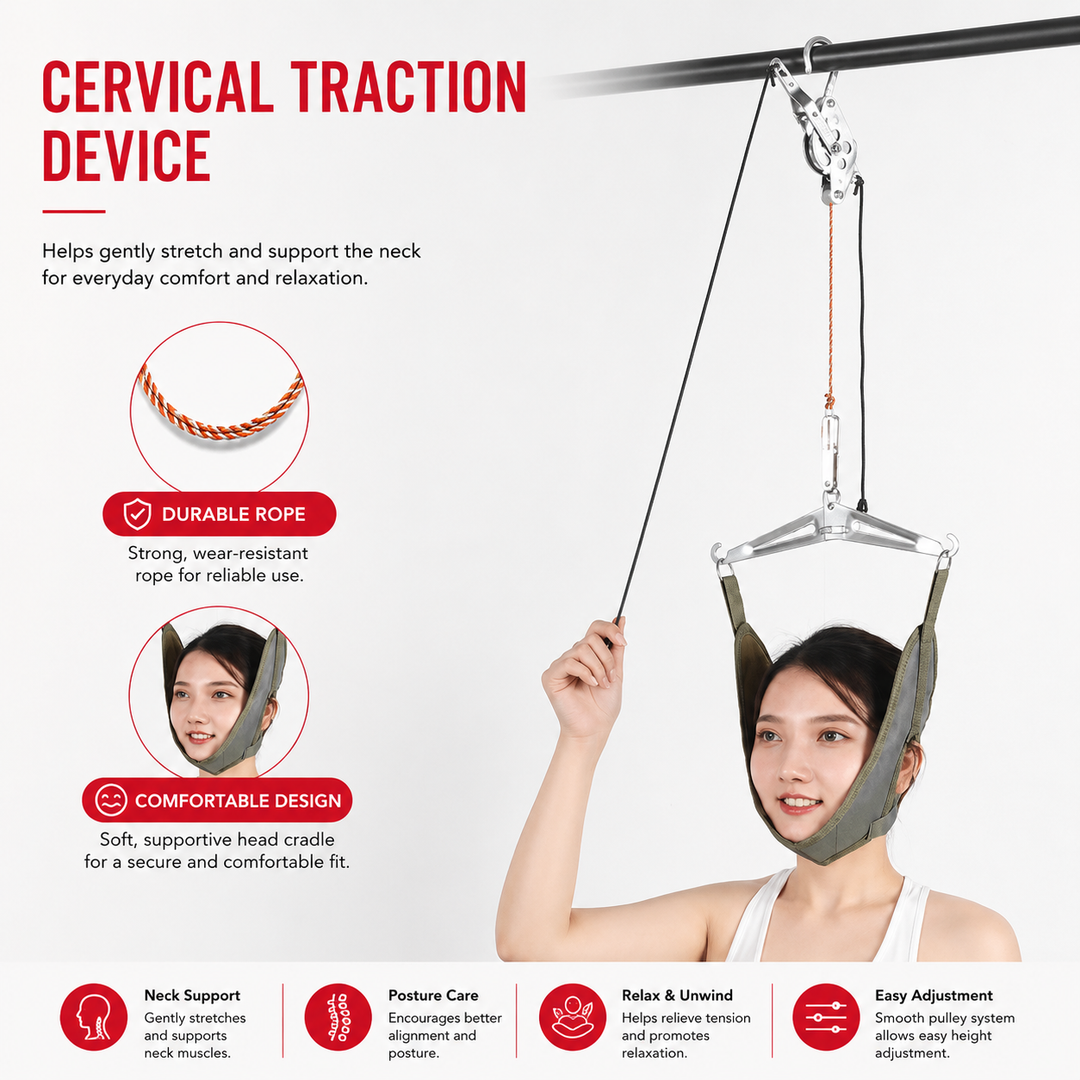 Premium Neck Stretcher Hammock Over Door Cervical Traction Device Adjustable Neck Support for Posture Comfort Home Office Travel Relief Device System
