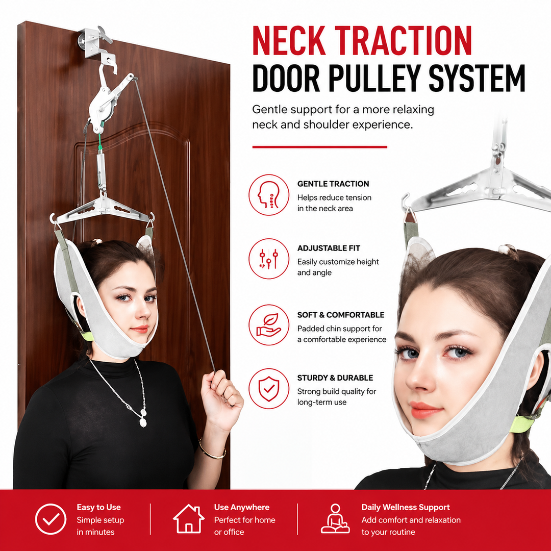 Premium Neck Stretcher Hammock Over Door Cervical Traction Device Adjustable Neck Support for Posture Comfort Home Office Travel Relief Device System