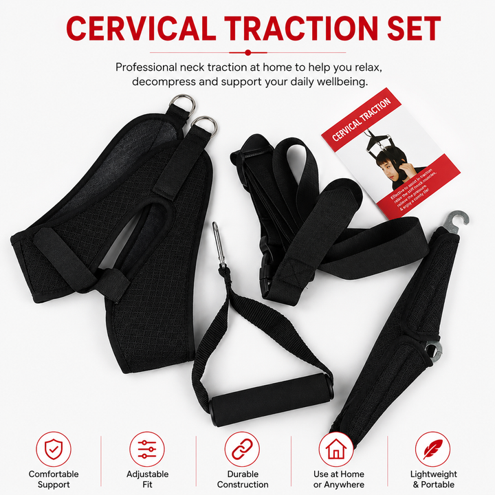 Premium Neck Stretcher Hammock Over Door Cervical Traction Device Adjustable Neck Support for Posture Comfort Home Office Travel Relief Device System