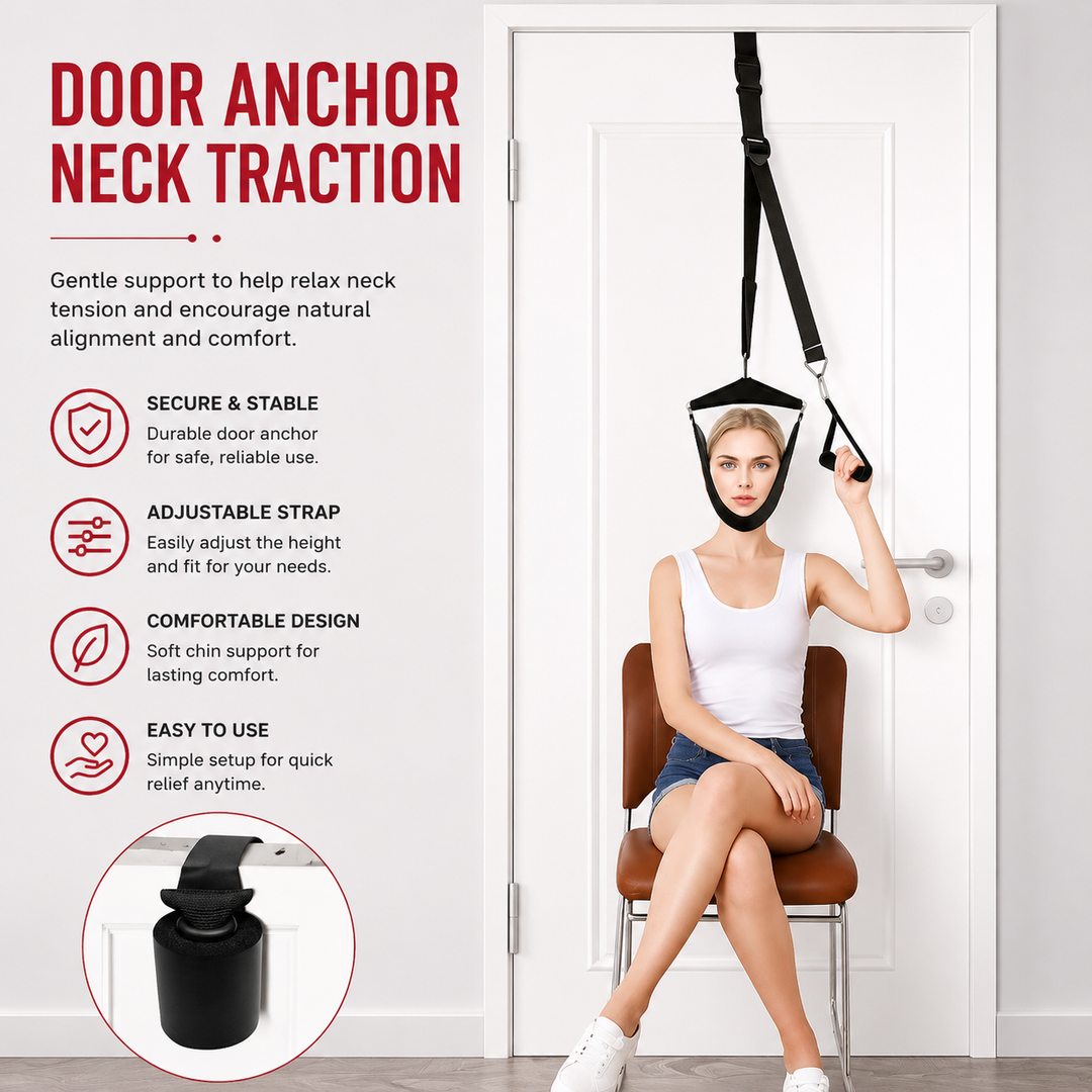 Premium Neck Stretcher Hammock Over Door Cervical Traction Device Adjustable Neck Support for Posture Comfort Home Office Travel Relief Device System