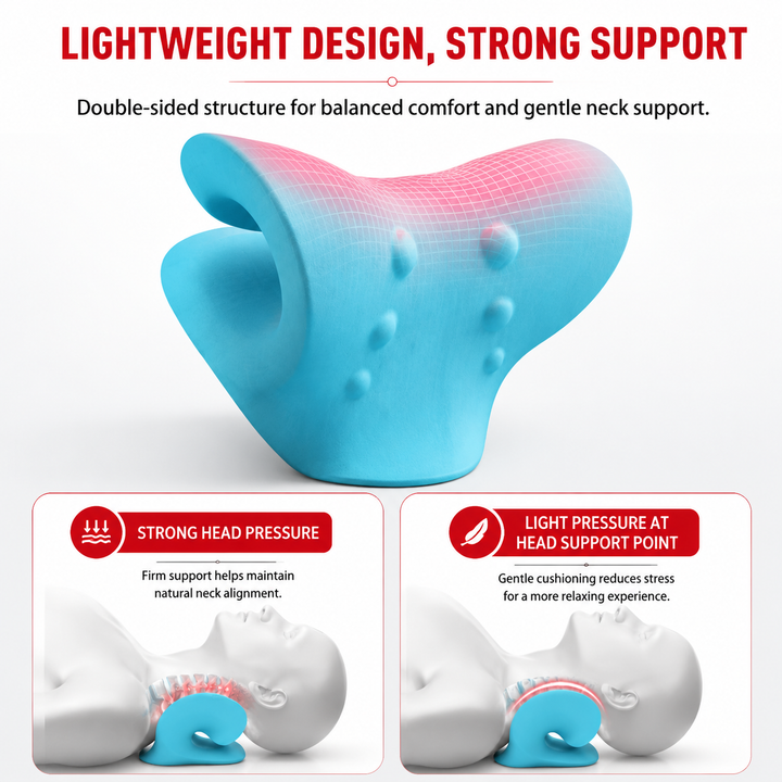 Premium Neck Stretcher Pillow Cervical Support Relaxer Ergonomic Neck Massage Cushion High Density Foam Neck Support for Home Office Travel Daily Use Comfort