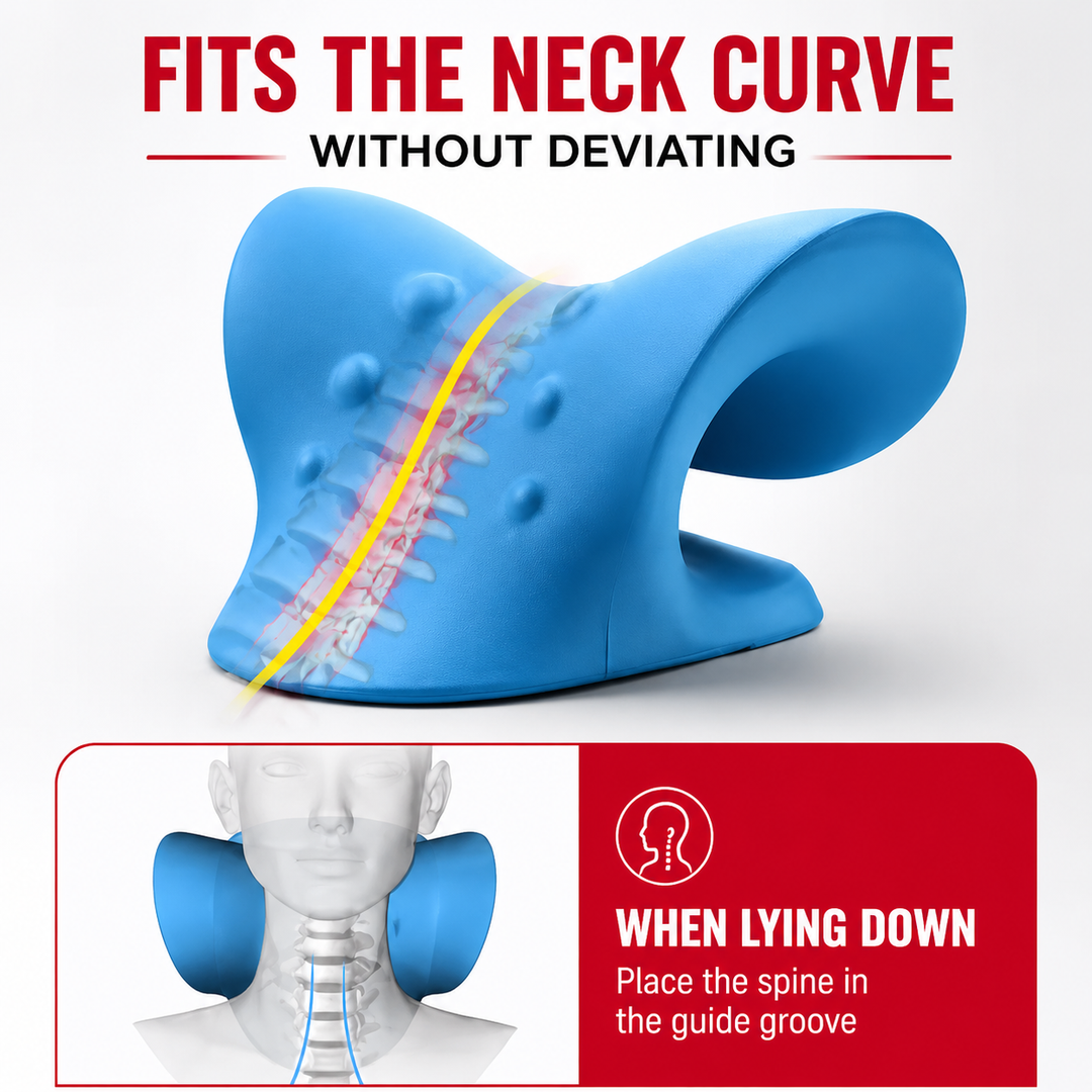 Premium Neck Stretcher Pillow Cervical Support Relaxer Ergonomic Neck Massage Cushion High Density Foam Neck Support for Home Office Travel Daily Use Comfort