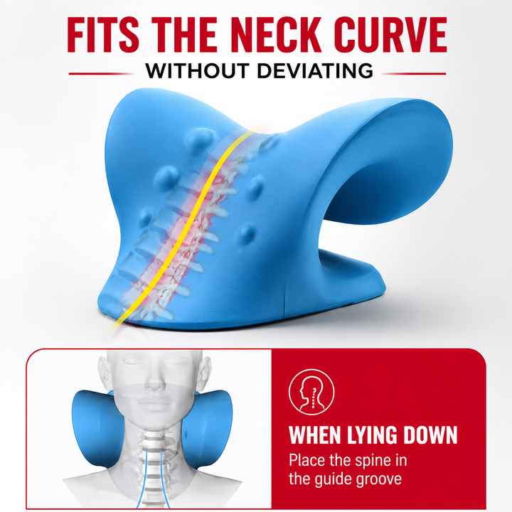Premium Neck Stretcher Pillow Cervical Support Relaxer Ergonomic Neck Massage Cushion High Density Foam Neck Support for Home Office Travel Daily Use Comfort