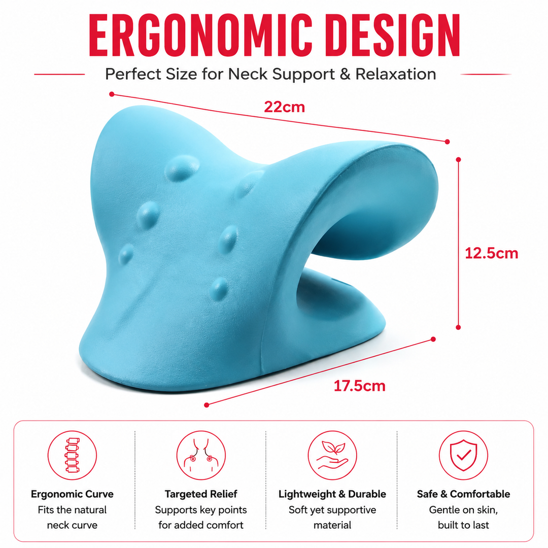 Premium Neck Stretcher Pillow Cervical Support Relaxer Ergonomic Neck Massage Cushion High Density Foam Neck Support for Home Office Travel Daily Use Comfort