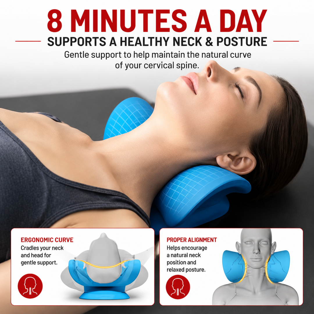 Premium Neck Stretcher Pillow Cervical Support Relaxer Ergonomic Neck Massage Cushion High Density Foam Neck Support for Home Office Travel Daily Use Comfort