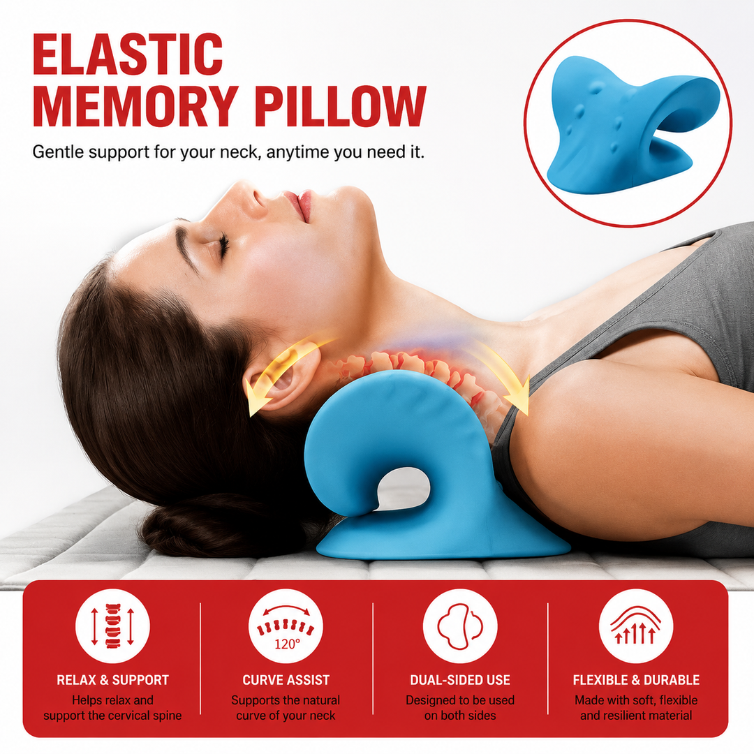 Premium Neck Stretcher Pillow Cervical Support Relaxer Ergonomic Neck Massage Cushion High Density Foam Neck Support for Home Office Travel Daily Use Comfort