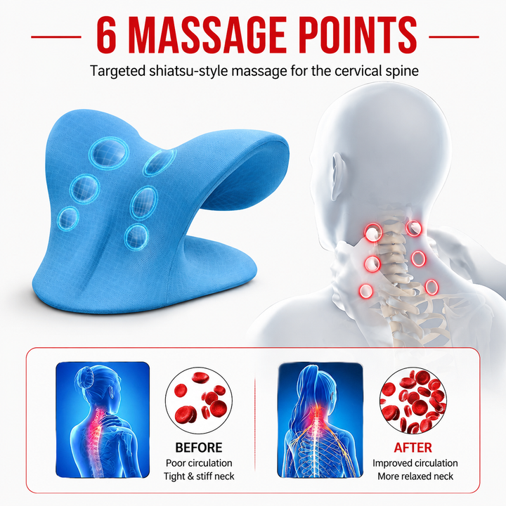 Premium Neck Stretcher Pillow Cervical Support Relaxer Ergonomic Neck Massage Cushion High Density Foam Neck Support for Home Office Travel Daily Use Comfort