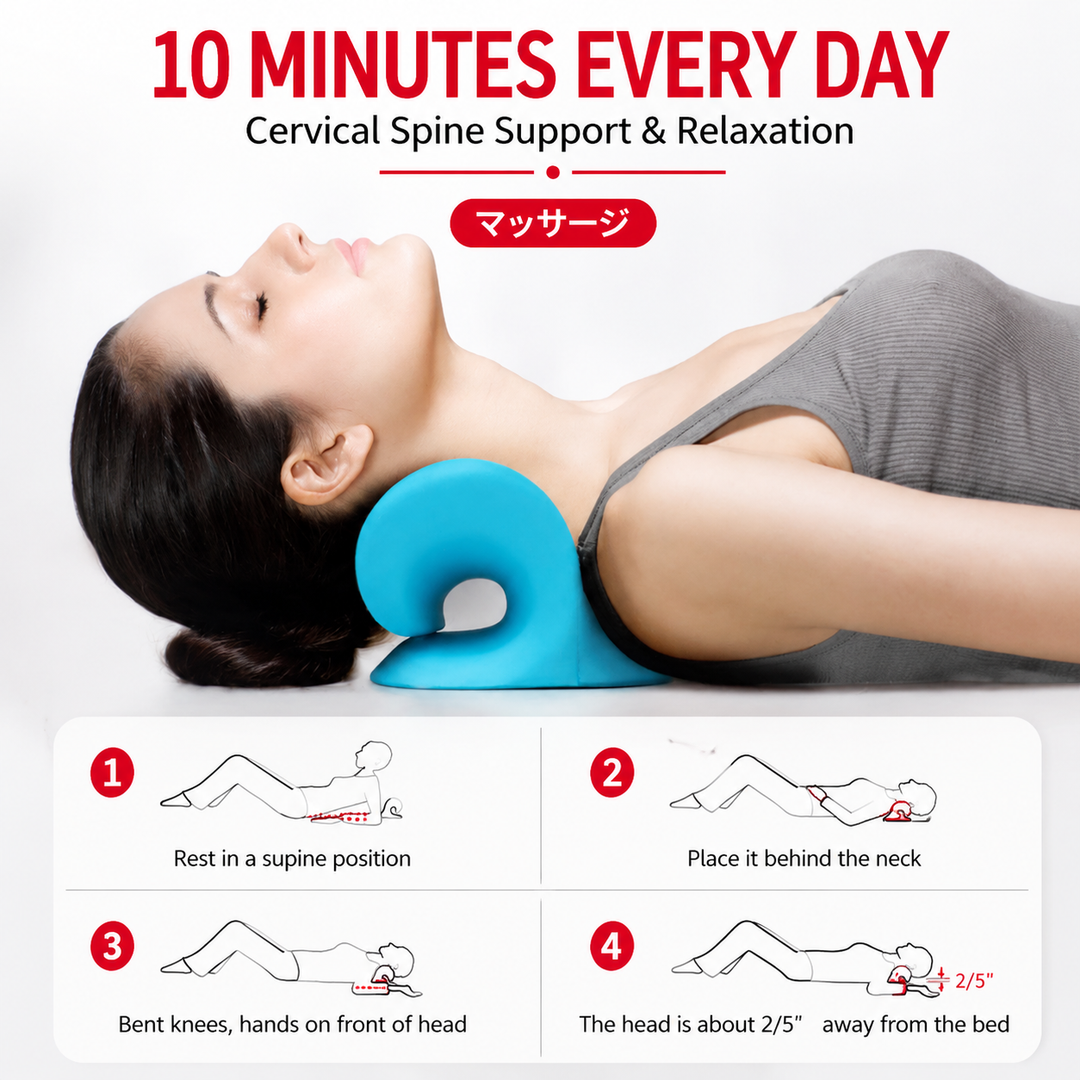 Premium Neck Support Pillow Cervical Relaxer Ergonomic Neck Cushion Shoulder Stretch Pillow Portable Home Office Travel Daily Comfort Support