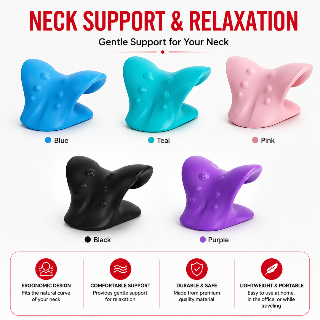Premium Neck Support Pillow Cervical Relaxer Ergonomic Neck Cushion Shoulder Stretch Pillow Portable Home Office Travel Daily Comfort Support