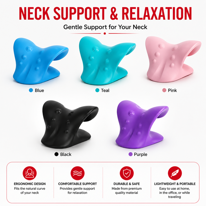 Premium Neck Support Pillow Cervical Relaxer Ergonomic Neck Cushion Shoulder Stretch Pillow Portable Home Office Travel Daily Comfort Support