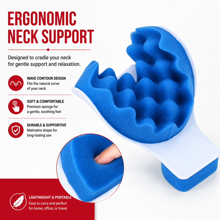 Premium Neck Support Pillow Cervical Relaxer Ergonomic Neck Cushion Shoulder Stretch Pillow Portable Home Office Travel Daily Comfort Support