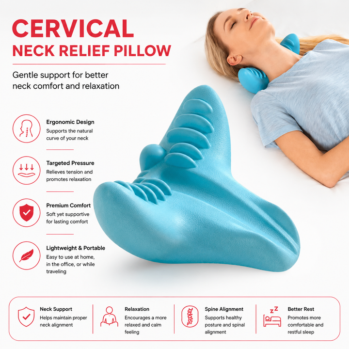 Premium Neck Support Pillow Cervical Relaxer Ergonomic Neck Cushion Shoulder Stretch Pillow Portable Home Office Travel Daily Comfort Support