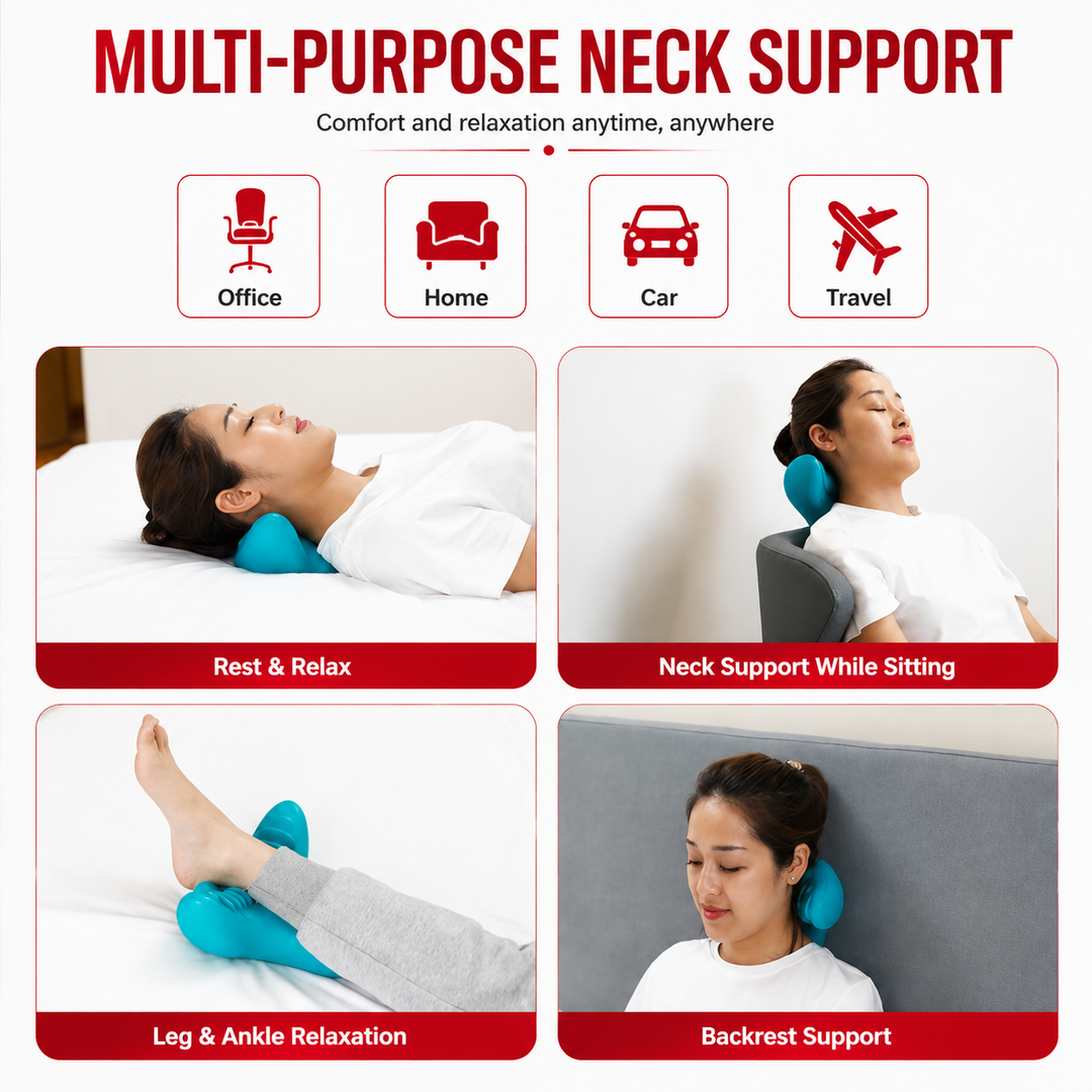 Premium Neck Support Pillow Cervical Relaxer Ergonomic Neck Cushion Shoulder Stretch Pillow Portable Home Office Travel Daily Comfort Support