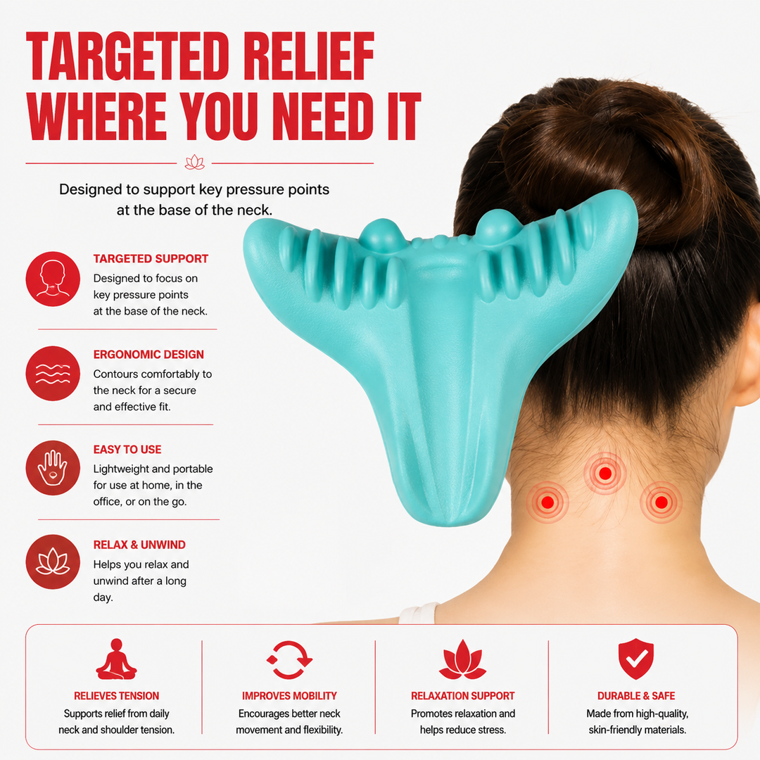 Premium Neck Support Pillow Cervical Relaxer Ergonomic Neck Cushion Shoulder Stretch Pillow Portable Home Office Travel Daily Comfort Support