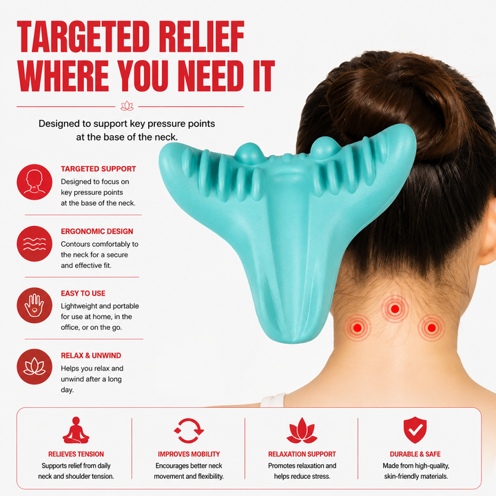 Premium Neck Support Pillow Cervical Relaxer Ergonomic Neck Cushion Shoulder Stretch Pillow Portable Home Office Travel Daily Comfort Support